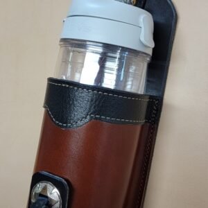 Premium Two-Tone Leather Drink Holder – Deluxe with Concho | Fits 8-24oz